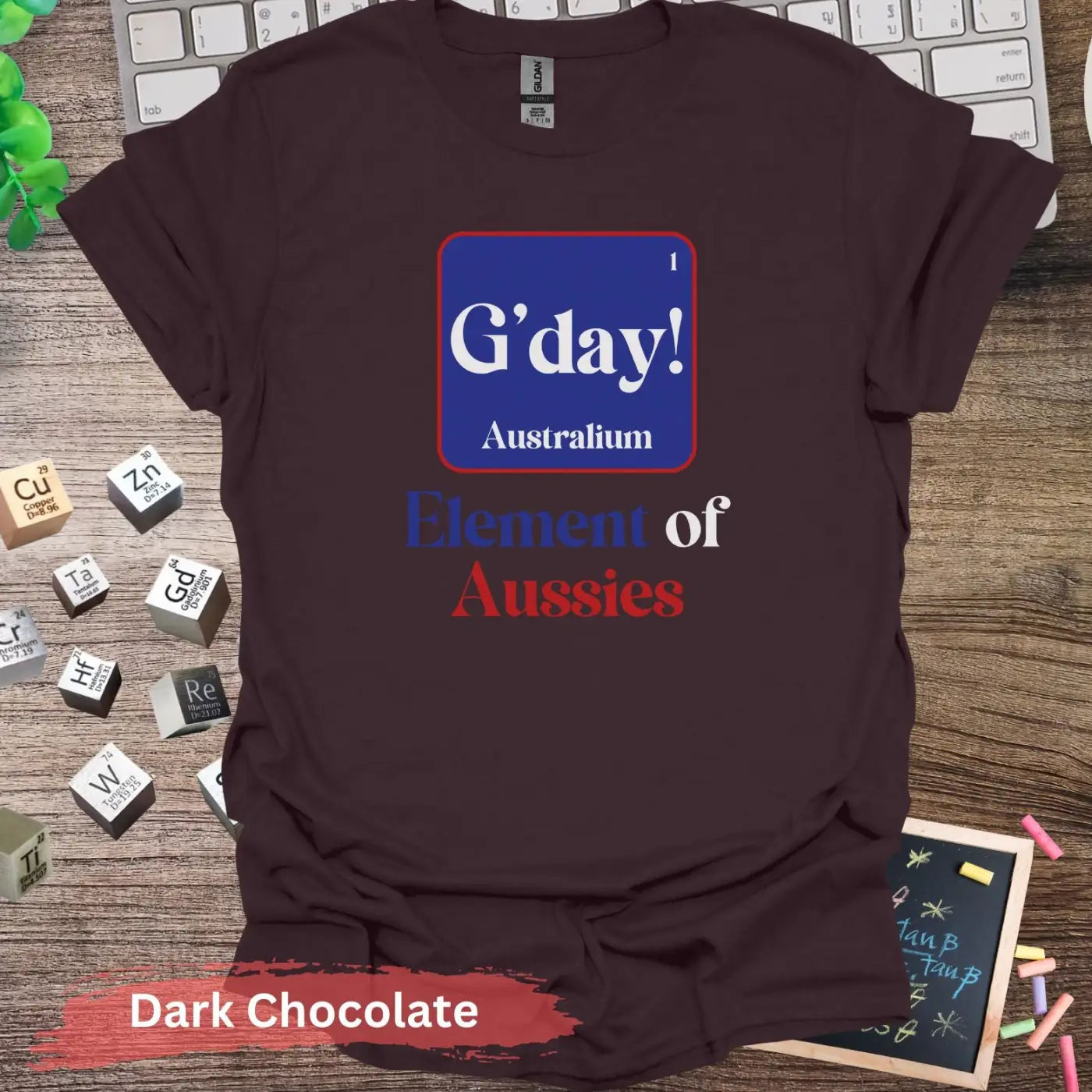 G’day Australium Element of Aussies T-shirt - S / Dark Chocolate - Physical Item