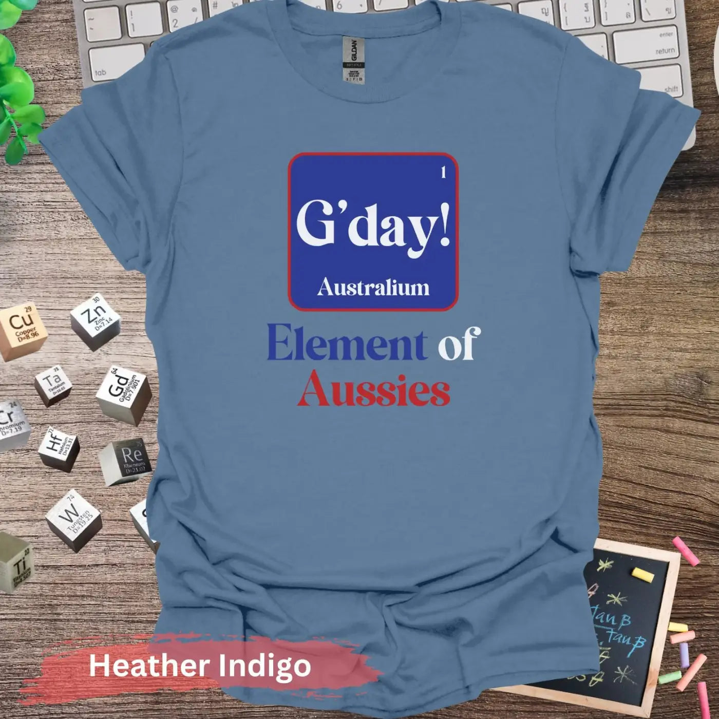 G’day Australium Element of Aussies T-shirt - S / Heather Indigo - Physical Item