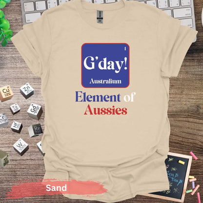 G’day Australium Element of Aussies T-shirt - S / Sand - Physical Item