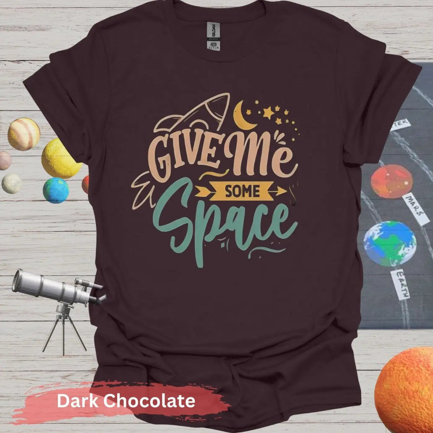 Give Me Some Space Rocket Moon T-Shirt - S / Dark Chocolate - Physical Item