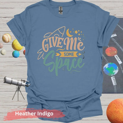 Give Me Some Space Rocket Moon T-Shirt - S / Heather Indigo - Physical Item