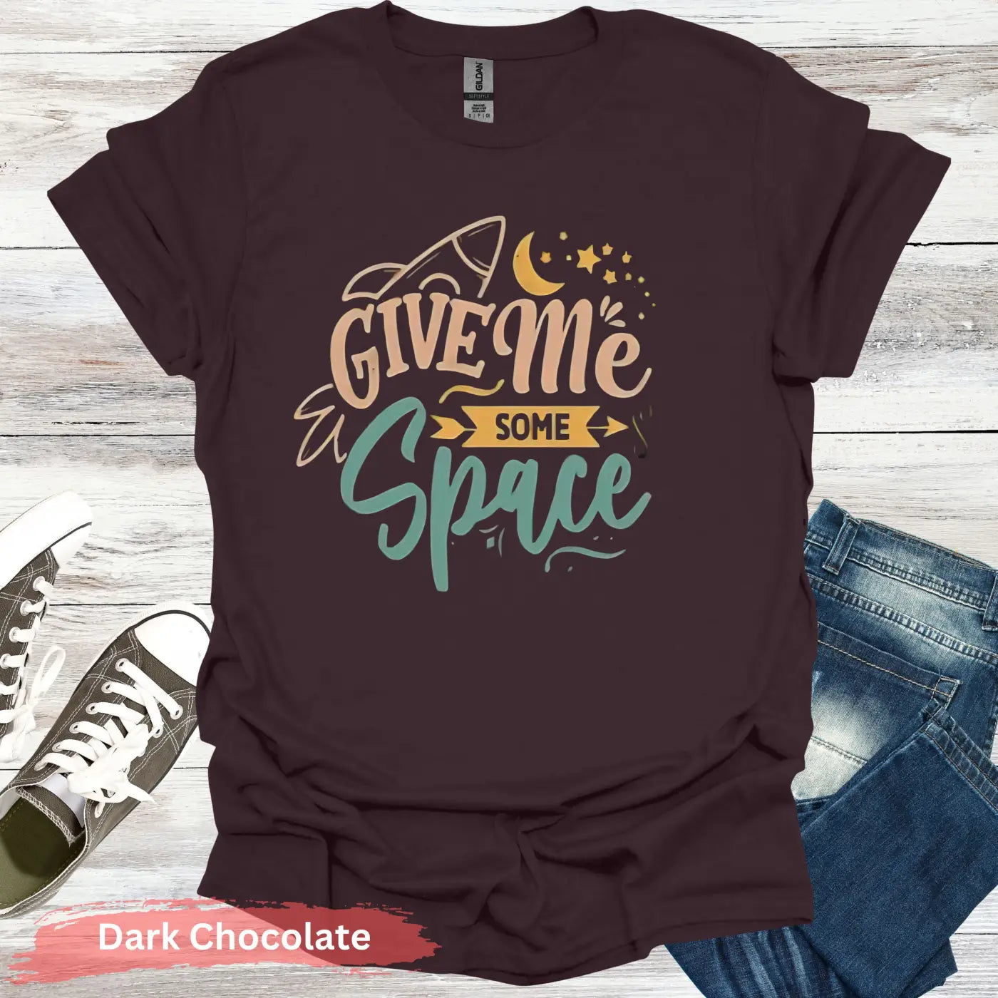 Give Me Some Space T-Shirt - S / Dark Chocolate - Physical Item