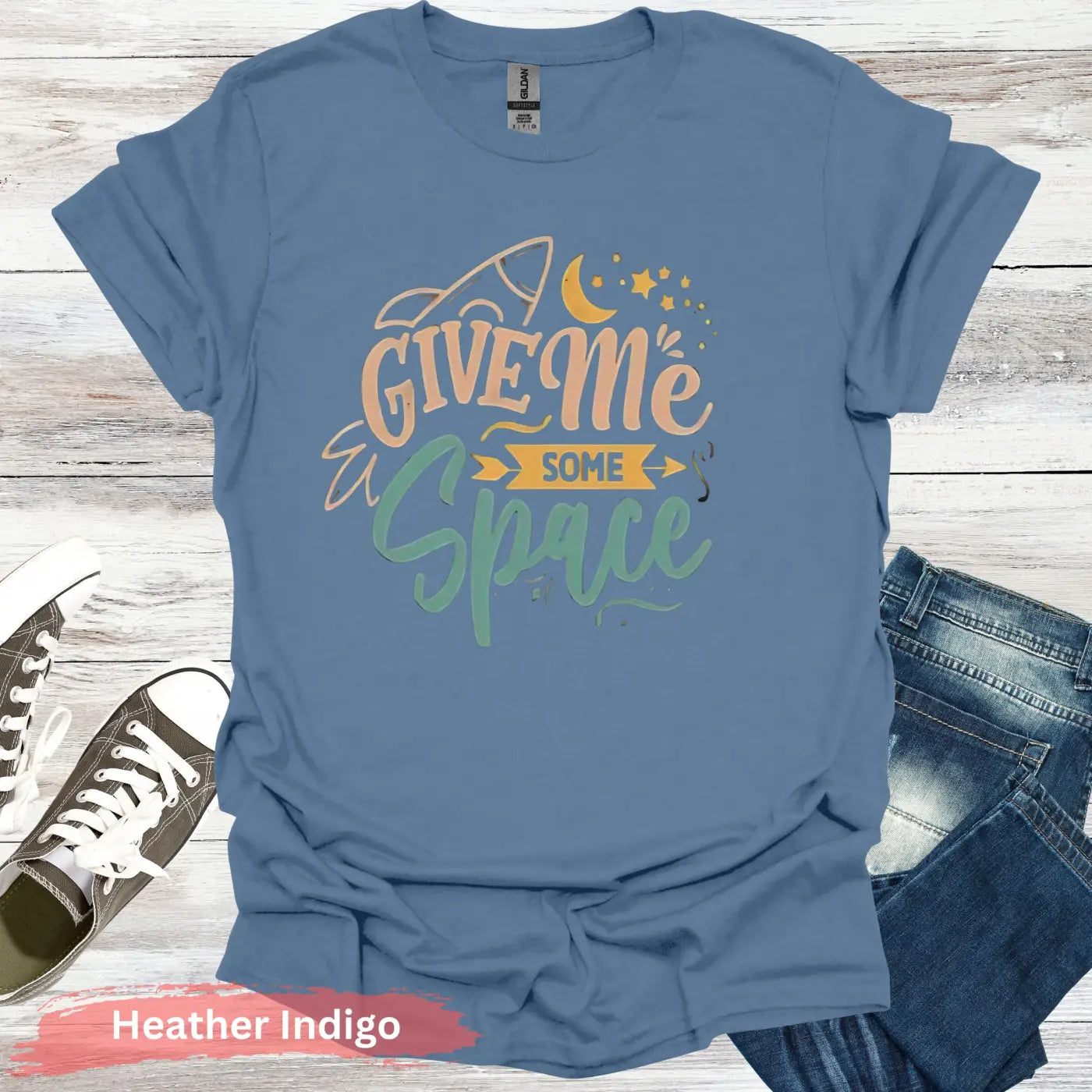 Give Me Some Space T-Shirt - S / Heather Indigo - Physical Item