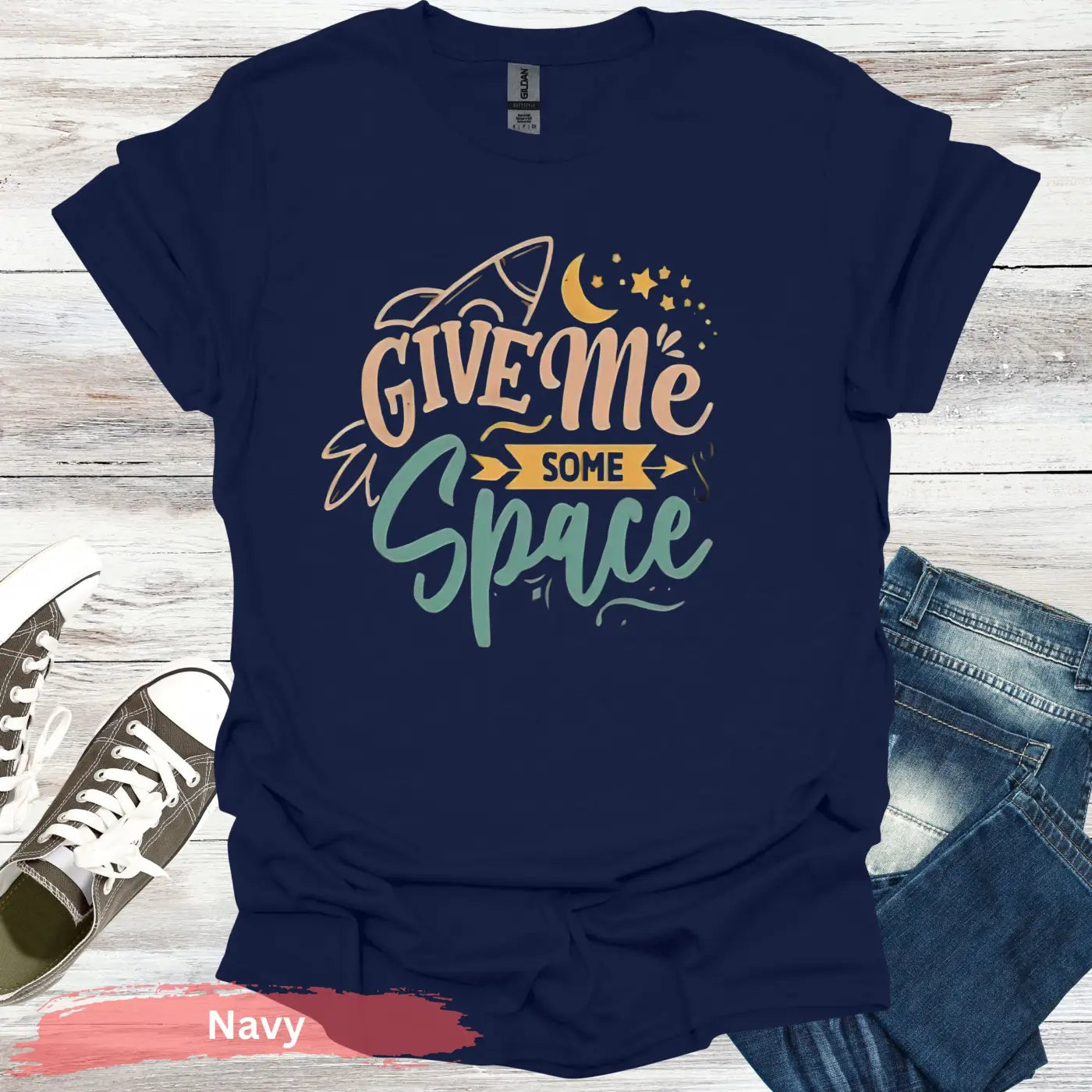 Give Me Some Space T-Shirt - S / Navy - Physical Item