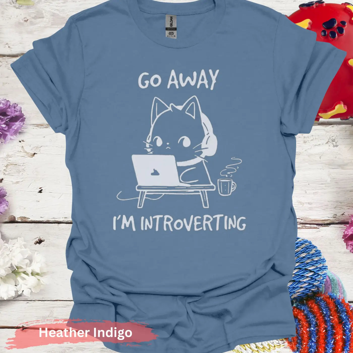 Go Away I’m Introverting T-Shirt - S / Heather Indigo - Physical Item