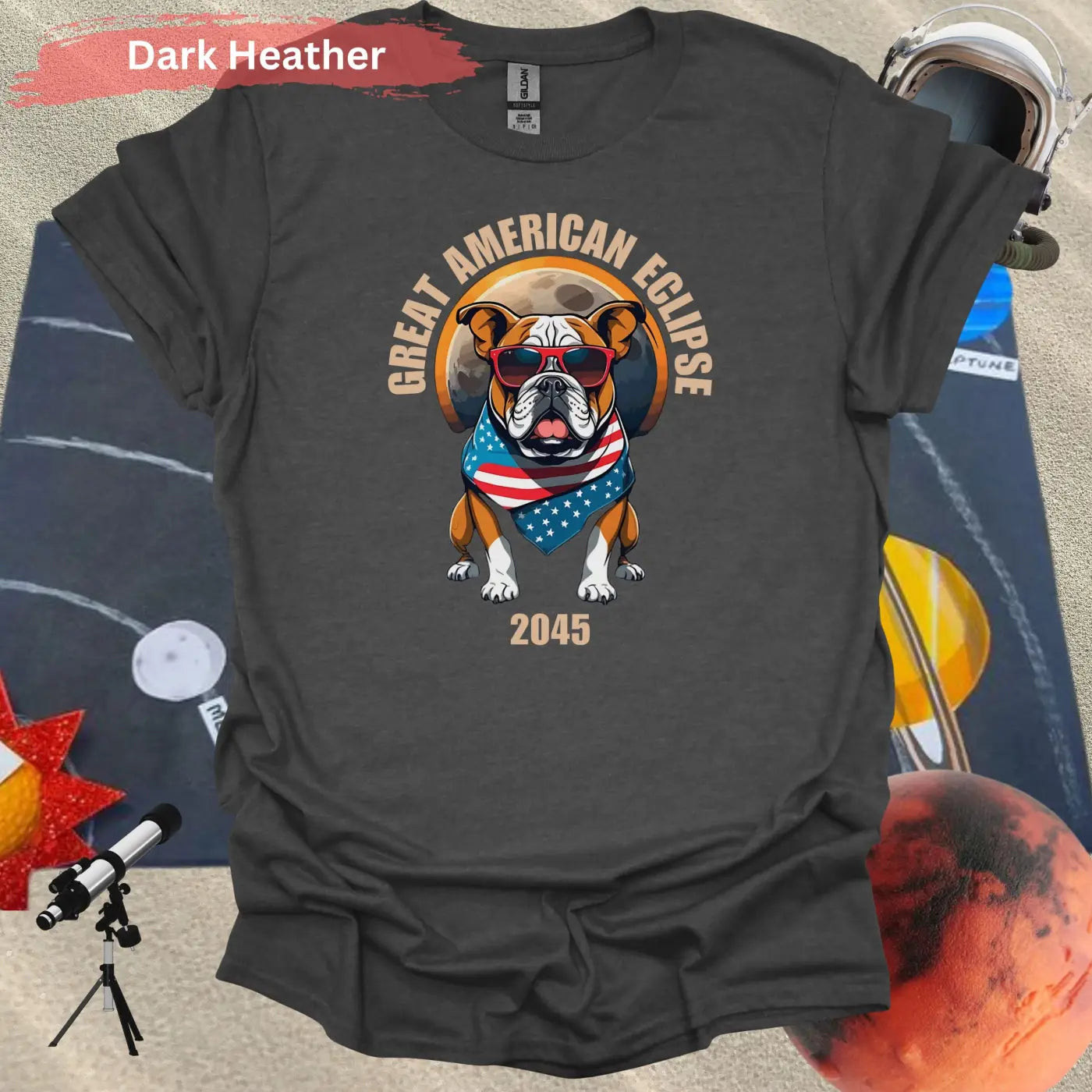 Great American Eclipse 2045 Bulldog T-Shirt - Physical Item