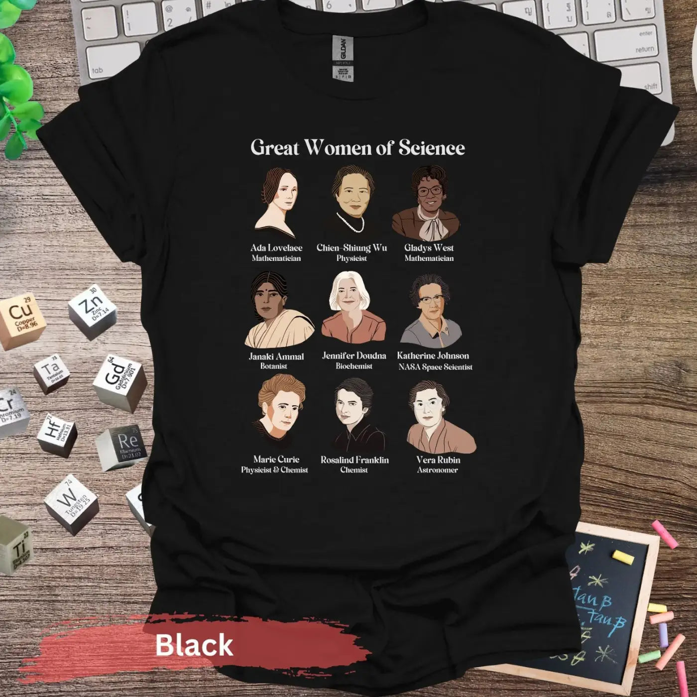 Great Women of Science T-shirt - S / Black - Physical Item