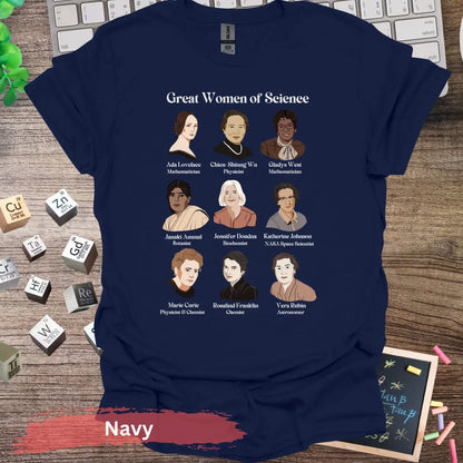 Great Women of Science T-shirt - S / Navy - Physical Item