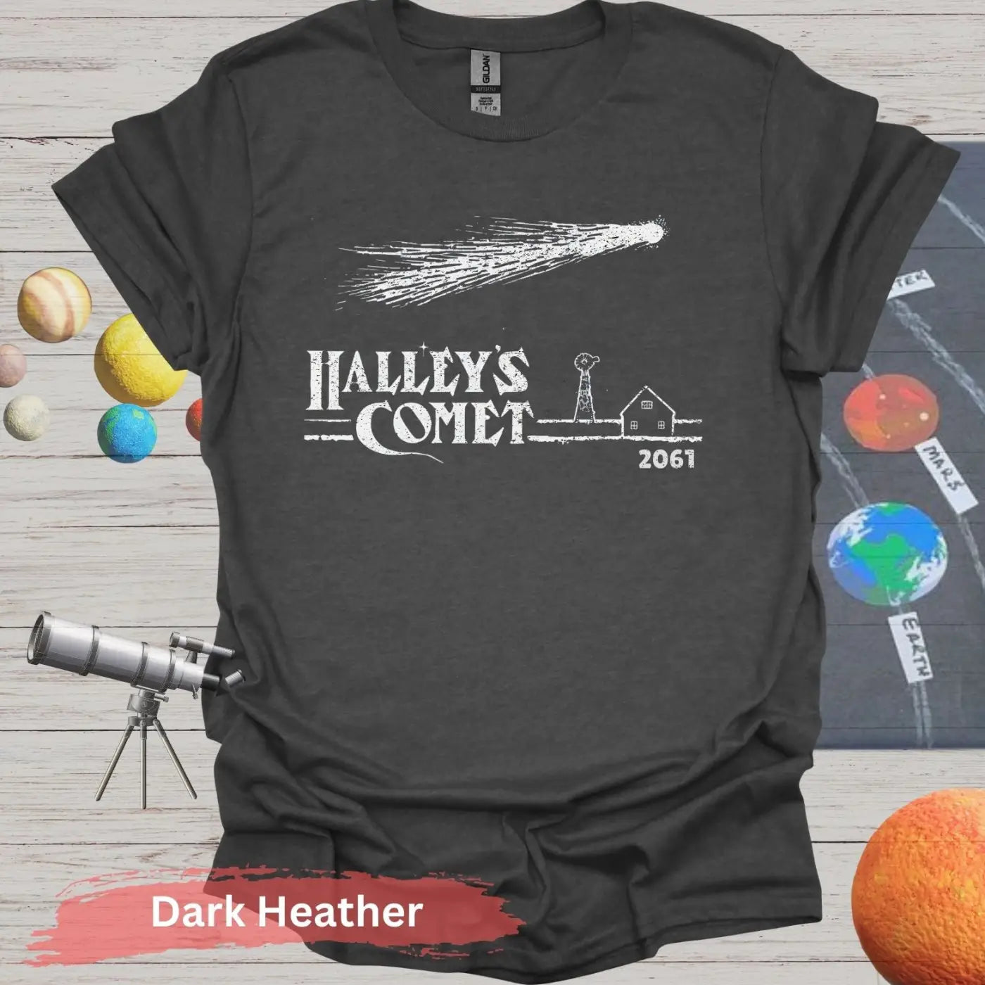 Halley’s Comet 2061: Celestial Encounter T-Shirt - Dark Heather / S - Physical Item