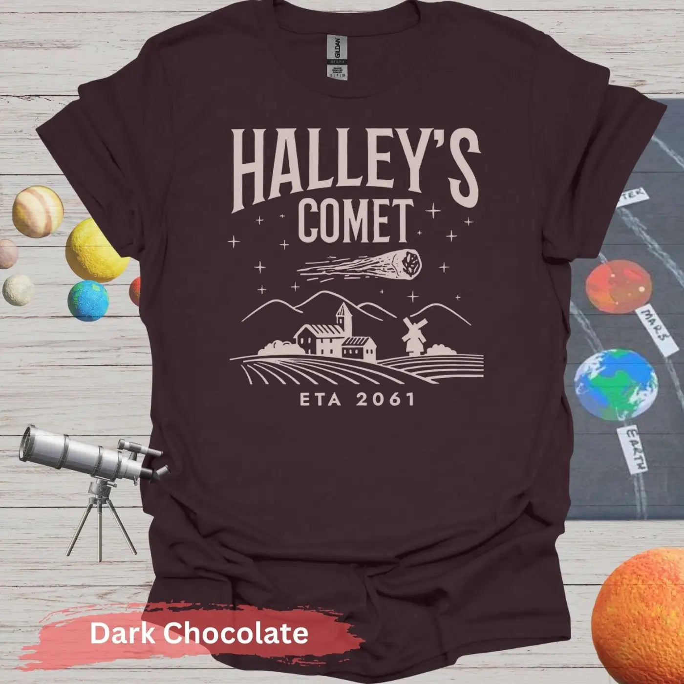 Halley’s Comet ETA 2061 T-shirt - S / Dark Chocolate - Physical Item