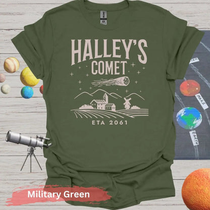 Halley’s Comet ETA 2061 T-shirt - S / Military Green - Physical Item