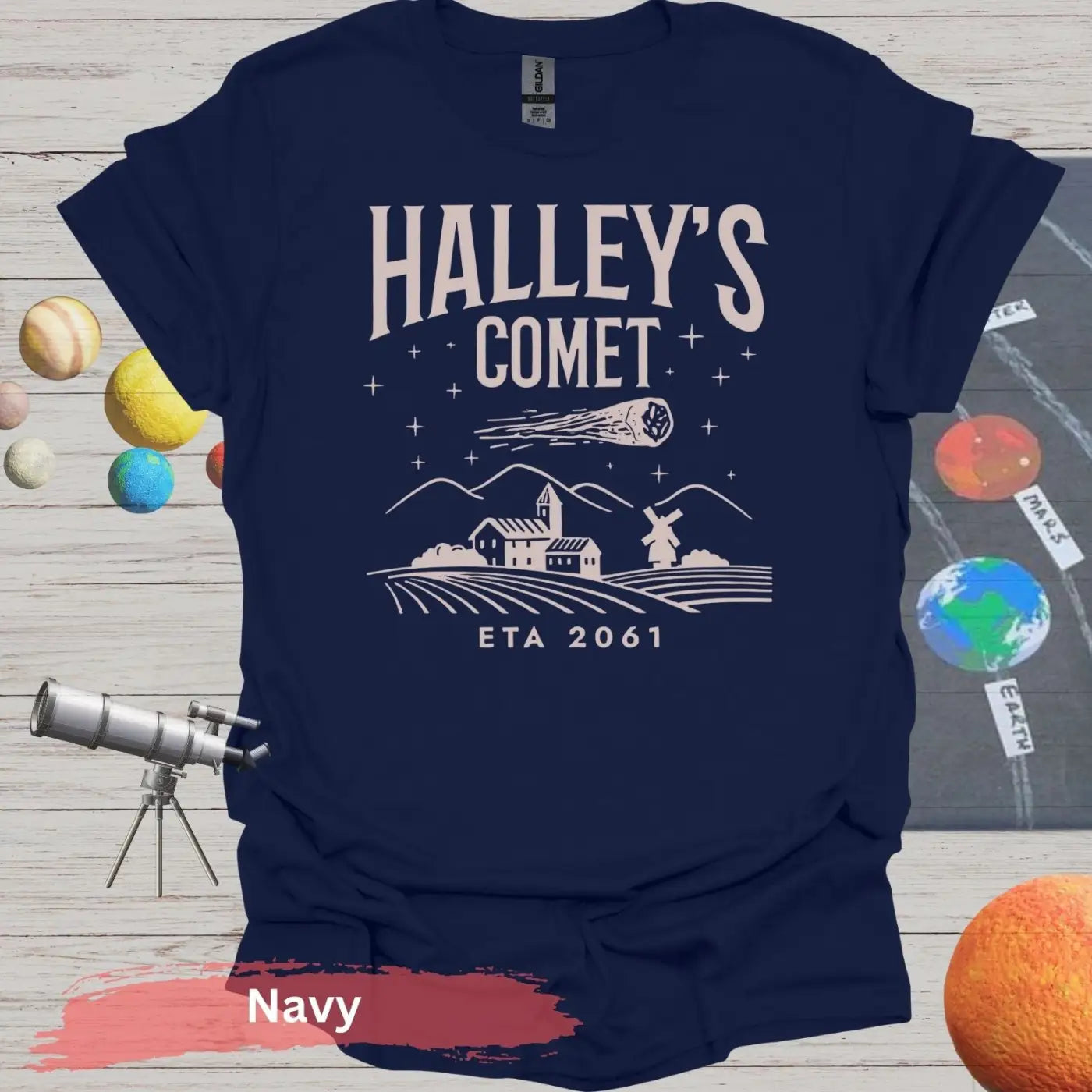 Halley’s Comet ETA 2061 T-shirt - S / Navy - Physical Item