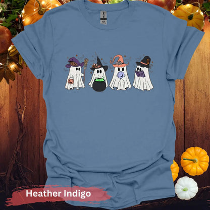 Halloween Themed Cute Ghosts Witches Unisex T-Shirt - Heather Indigo / S - Physical Item