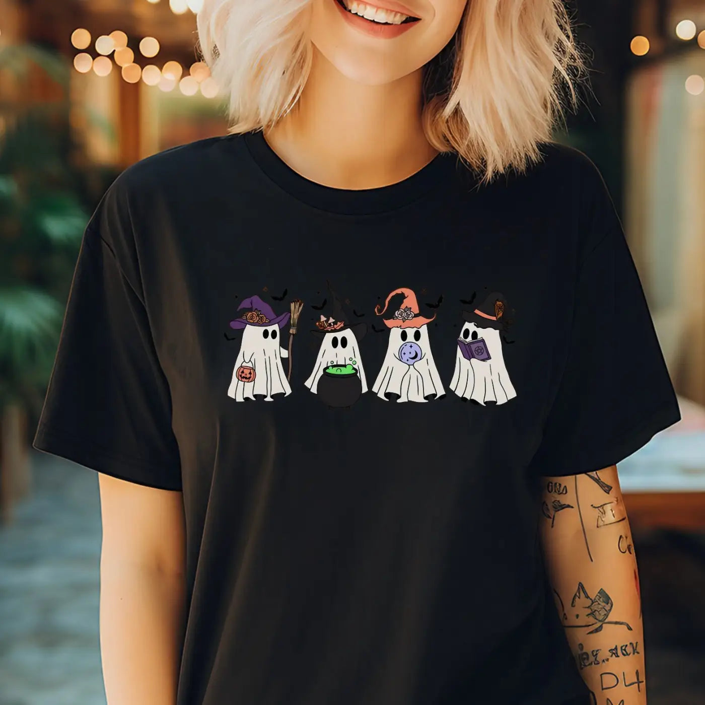 Halloween Themed Cute Ghosts Witches Unisex T-Shirt - Physical Item