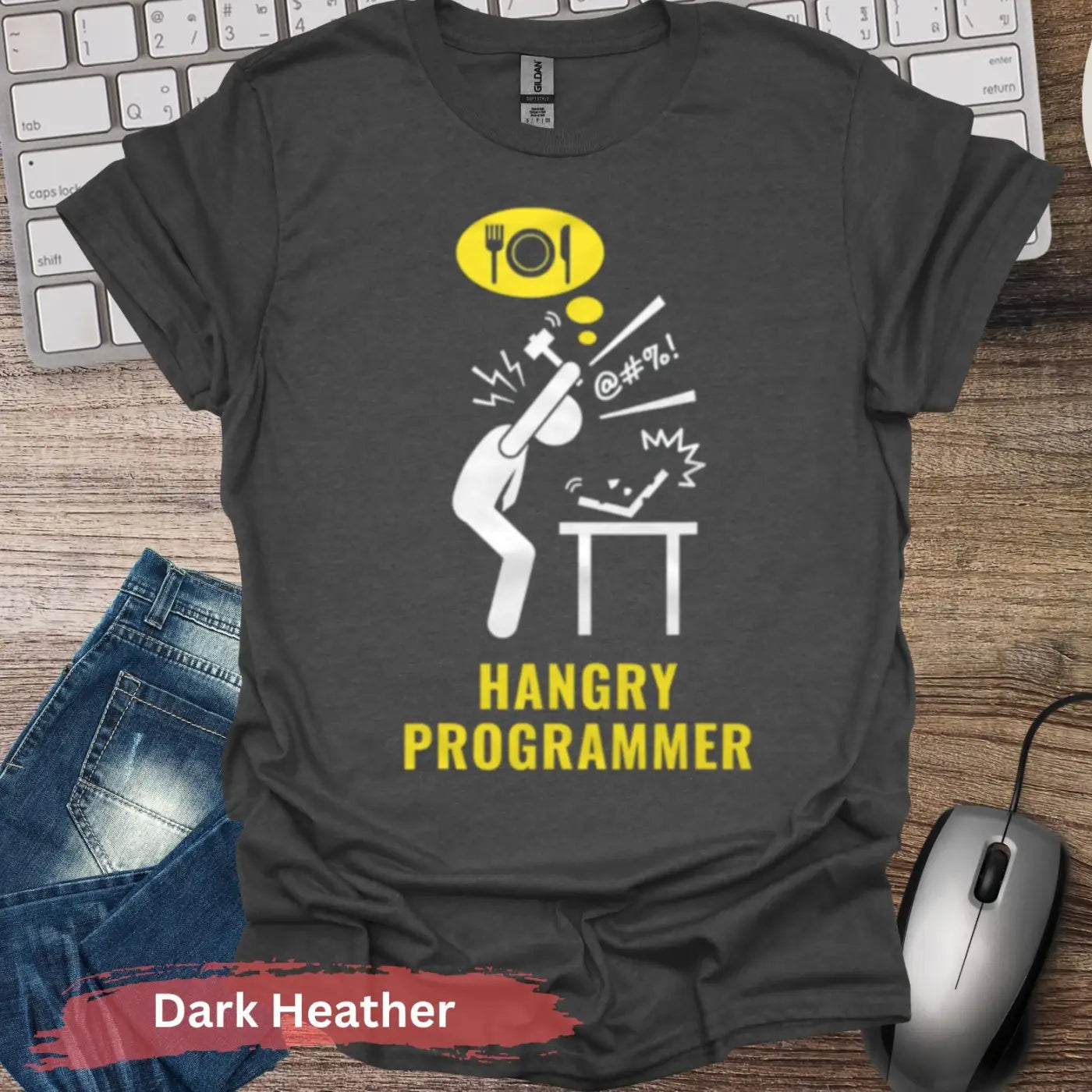 Hangry Programmer T-shirt - S / Dark Heather - Physical Item