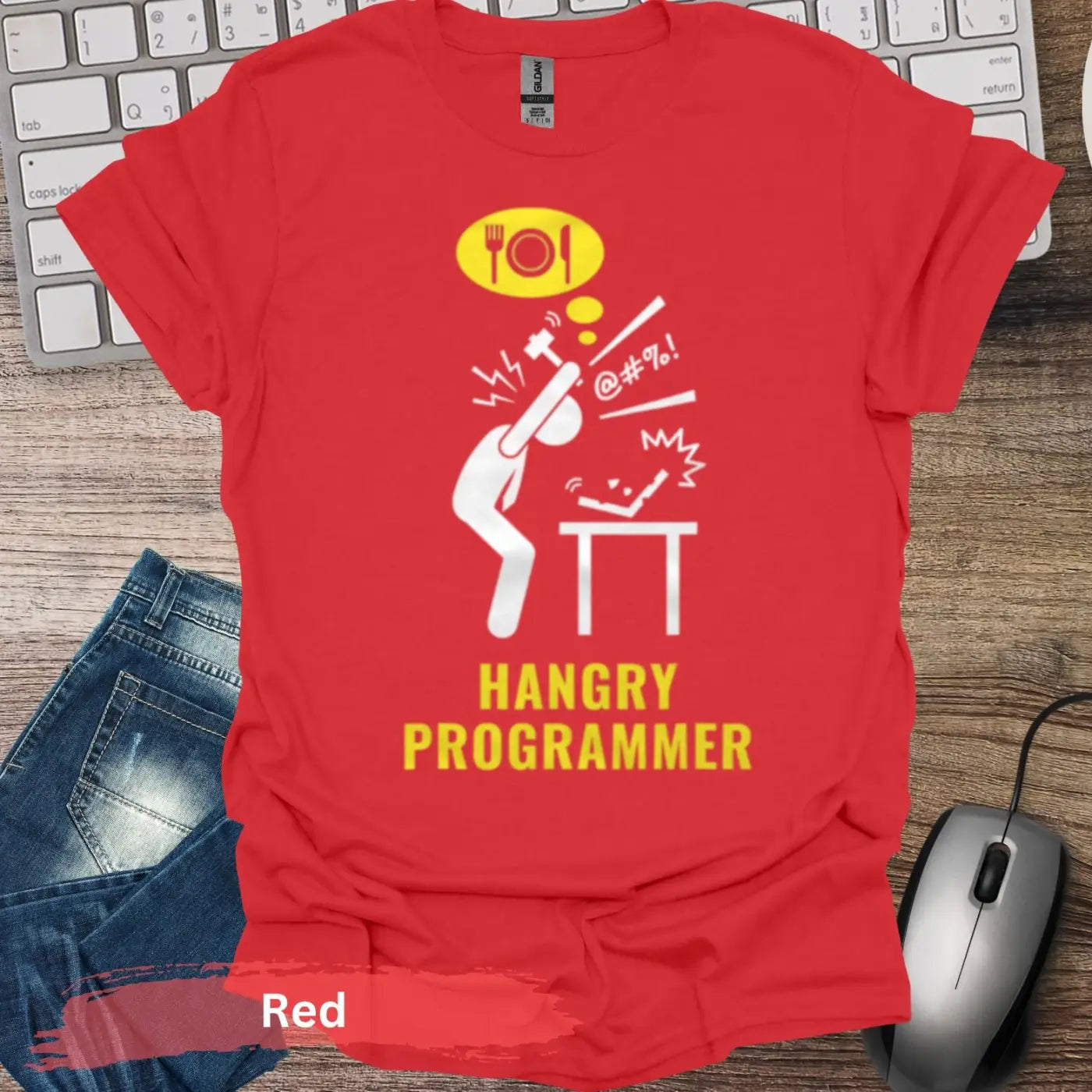 Hangry Programmer T-shirt - S / Red - Physical Item