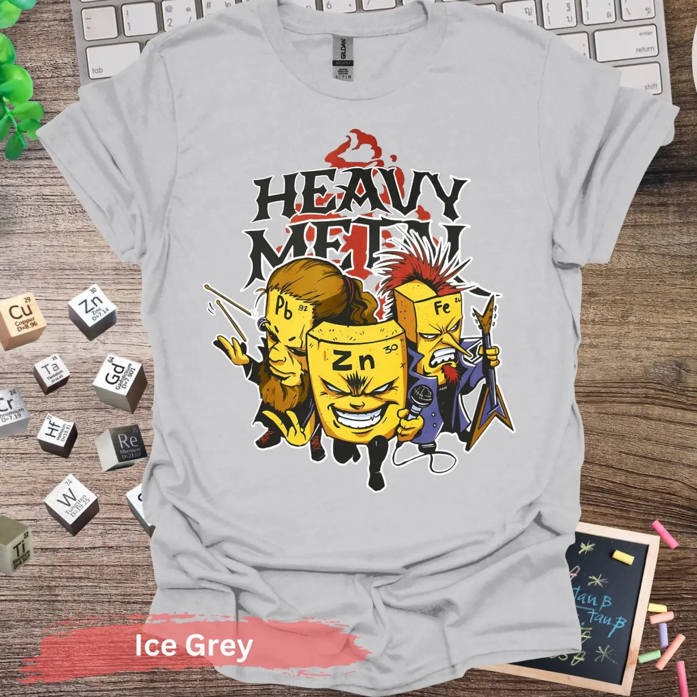 Heavy Metal Elements Band T-shirt - S / Ice Grey - Physical Item