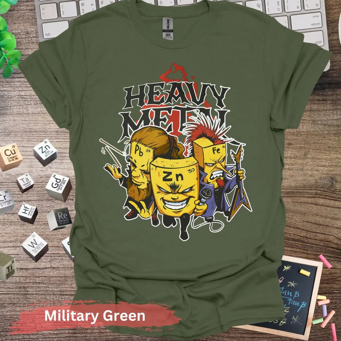 Heavy Metal Elements Band T-shirt - S / Military Green - Physical Item