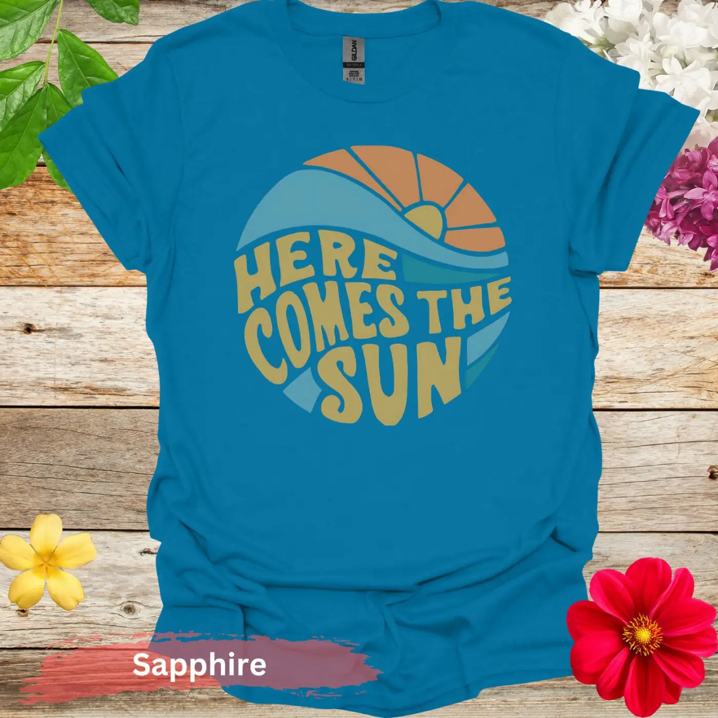 Here Comes The Sun Graphic T-Shirt - S / Sapphire - Physical Item