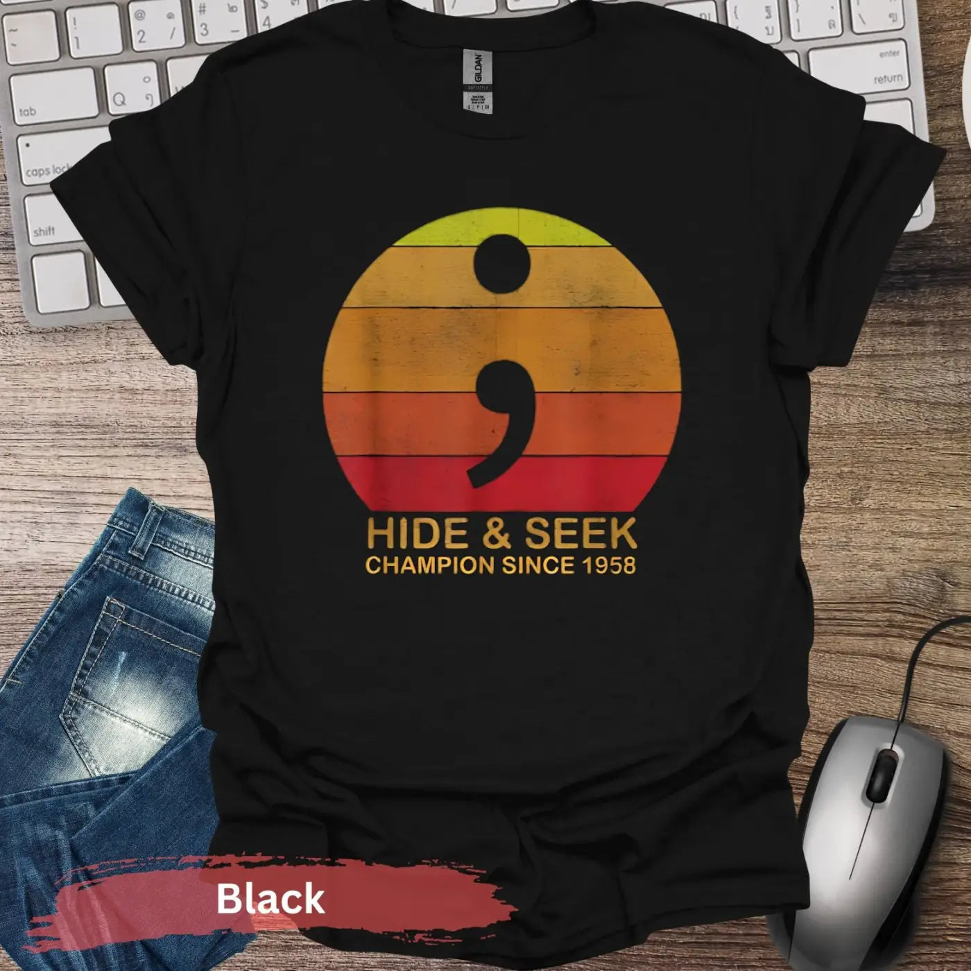 Hide & Seek Champion Since 1958 T-Shirt - S / Black - Physical Item