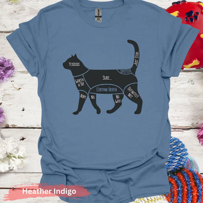 Cat Petting Chart T-shirt - S / Heather Indigo - Physical Item