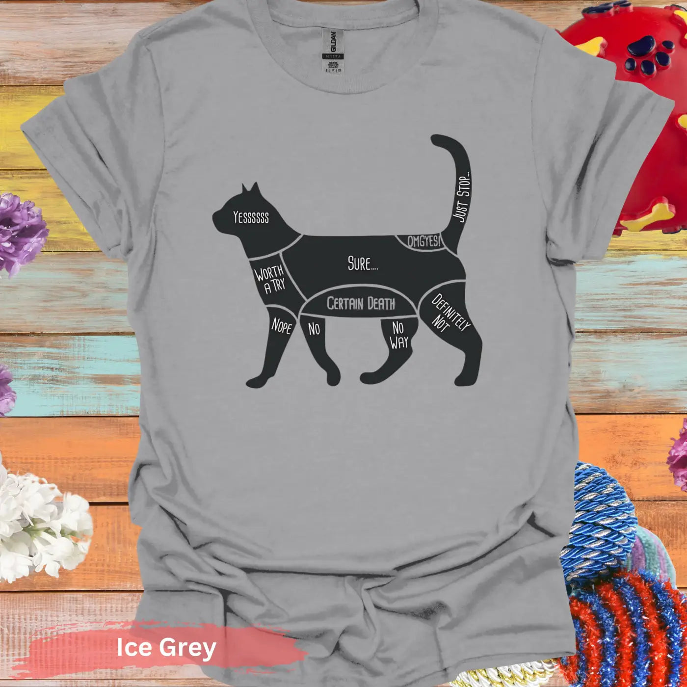 Cat Petting Chart T-shirt - S / Ice Grey - Physical Item