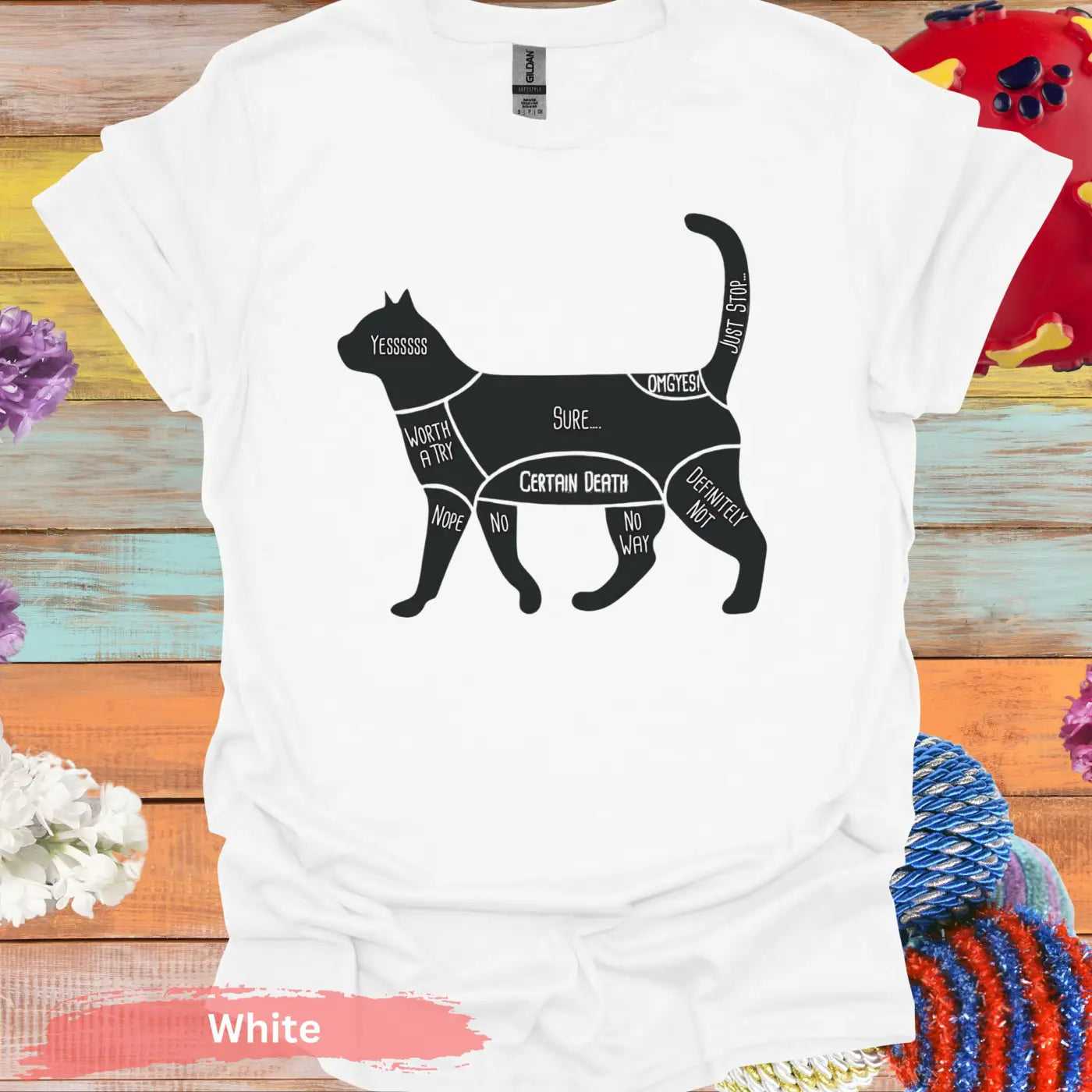 Cat Petting Chart T-shirt - S / White - Physical Item