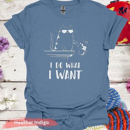 I Do What Want T-shirt - S / Heather Indigo - Physical Item