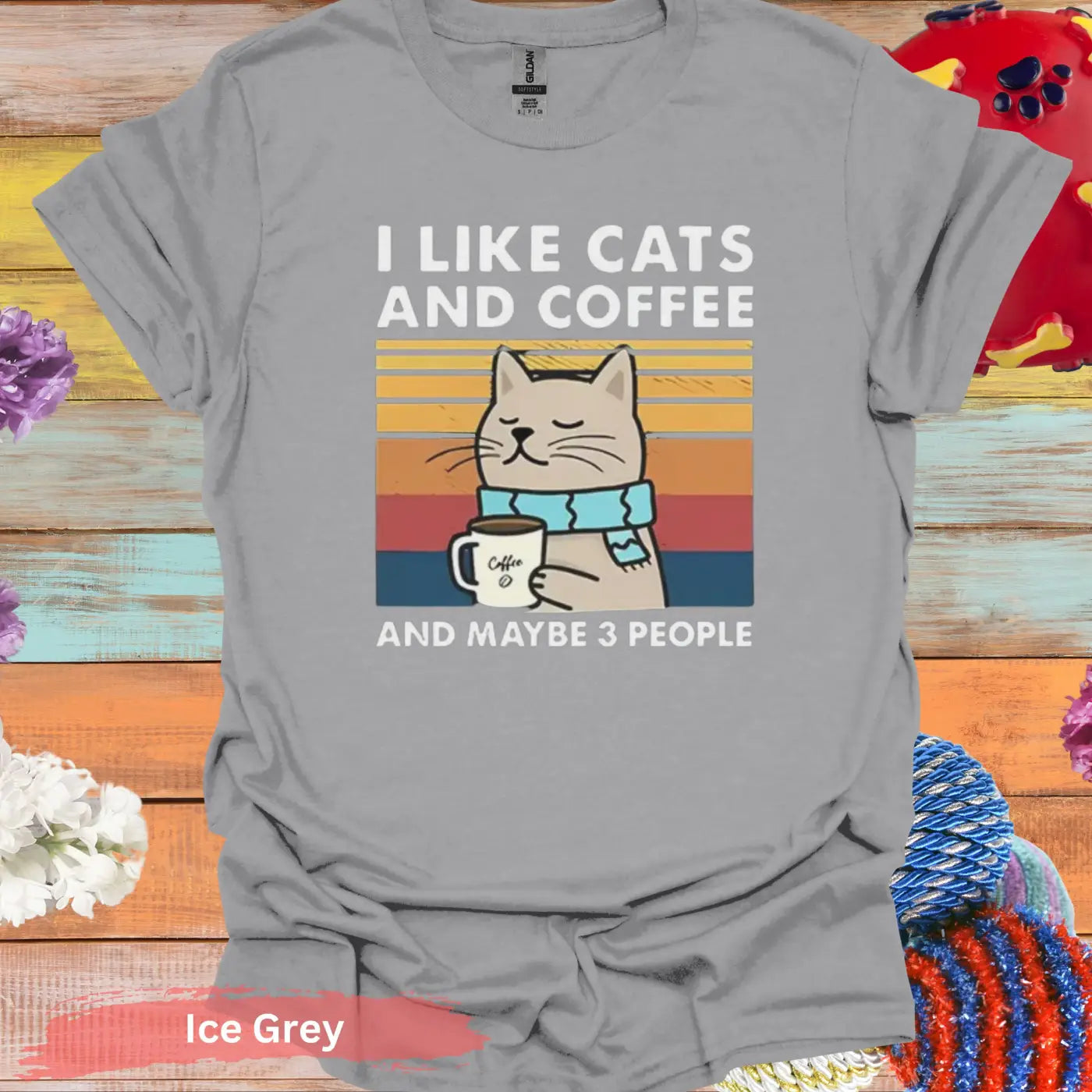 Cats Coffee and Maybe 3 People T-shirt - S / Ice Grey - Physical Item