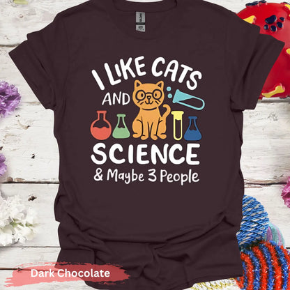 Cats and Science 3 People T-Shirt - S / Dark Chocolate - Physical Item