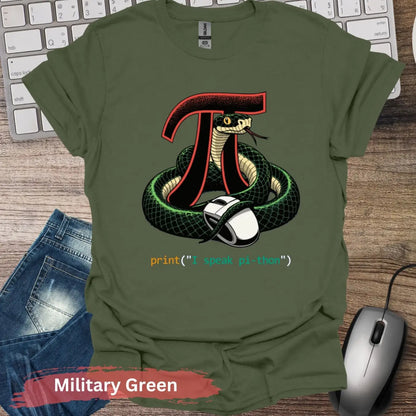 I Speak Python T-shirt - S / Military Green - Physical Item