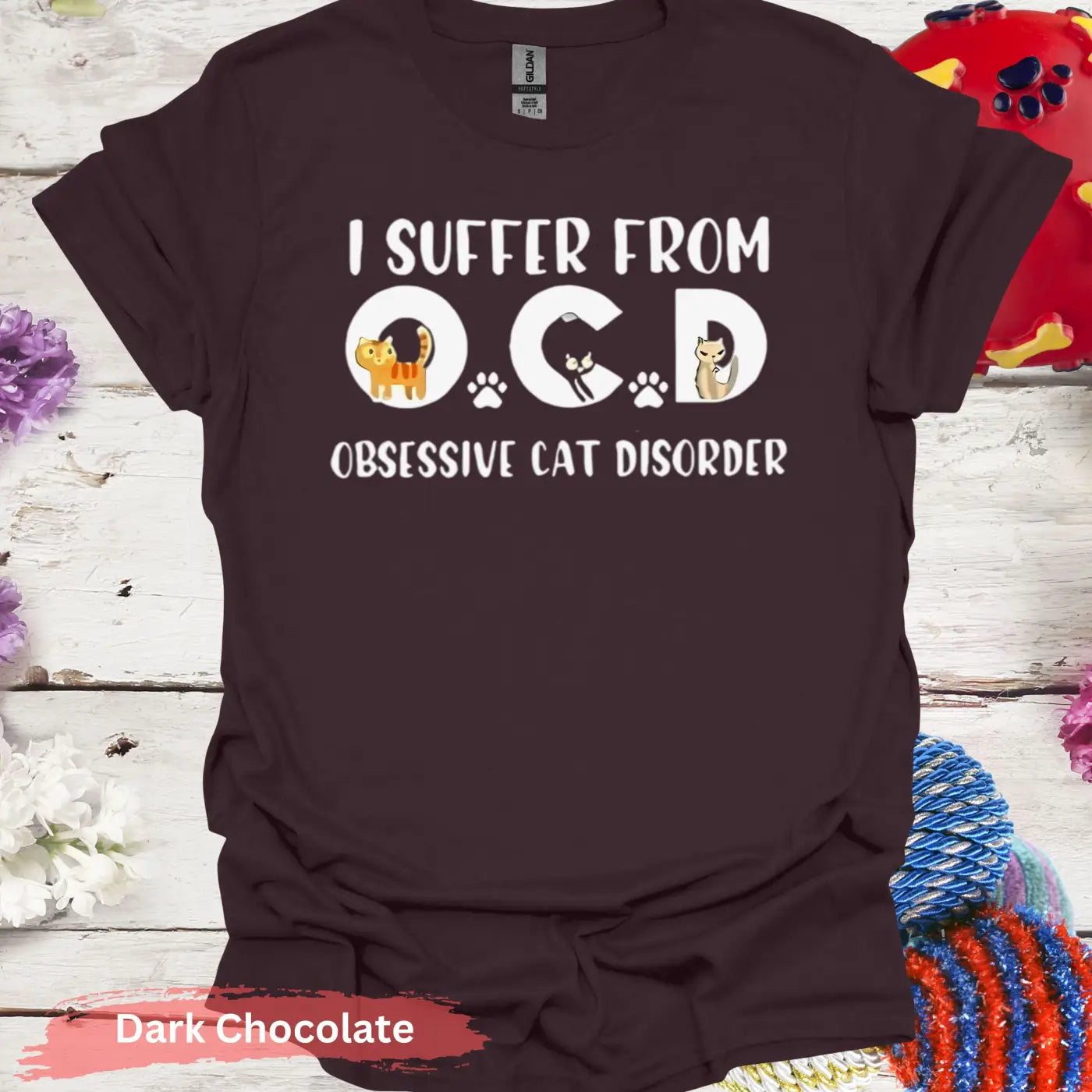 Obsessive Cat Disorder T-Shirt - S / Dark Chocolate - Physical Item