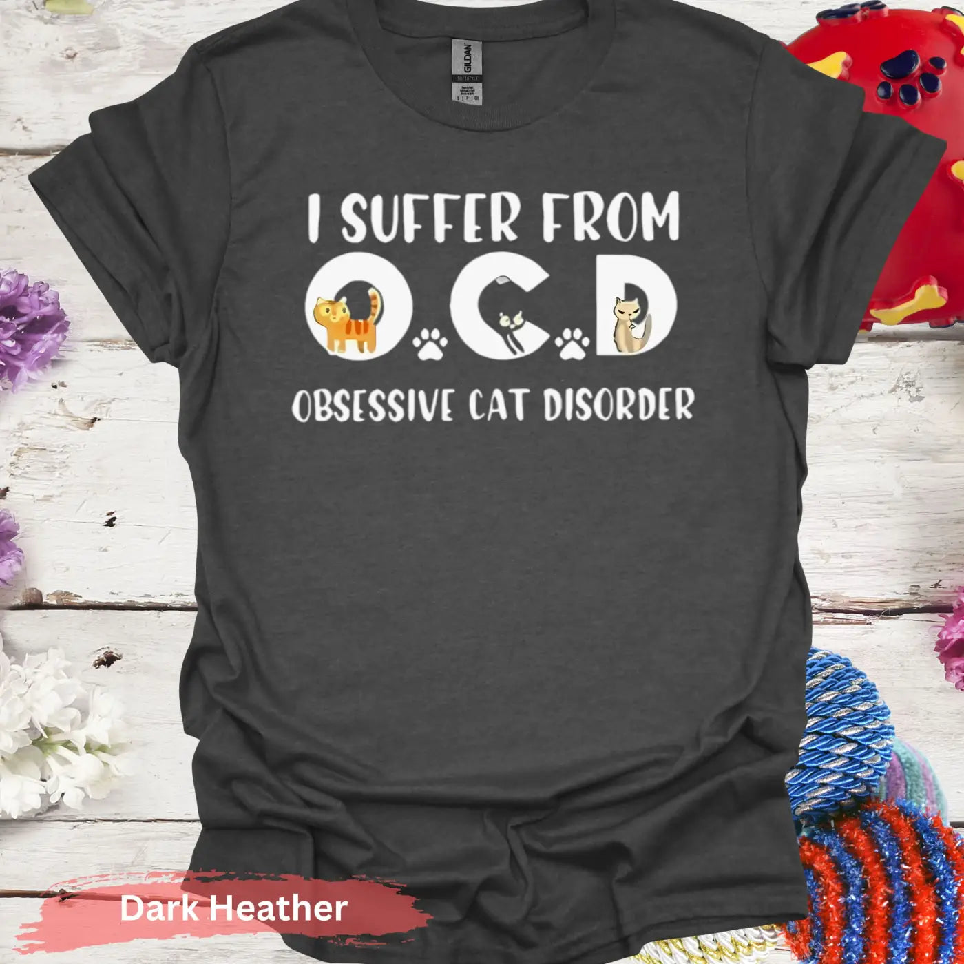 Obsessive Cat Disorder T-Shirt - S / Dark Heather - Physical Item