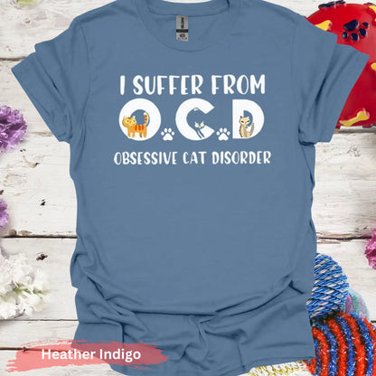 Obsessive Cat Disorder T-Shirt - S / Heather Indigo - Physical Item