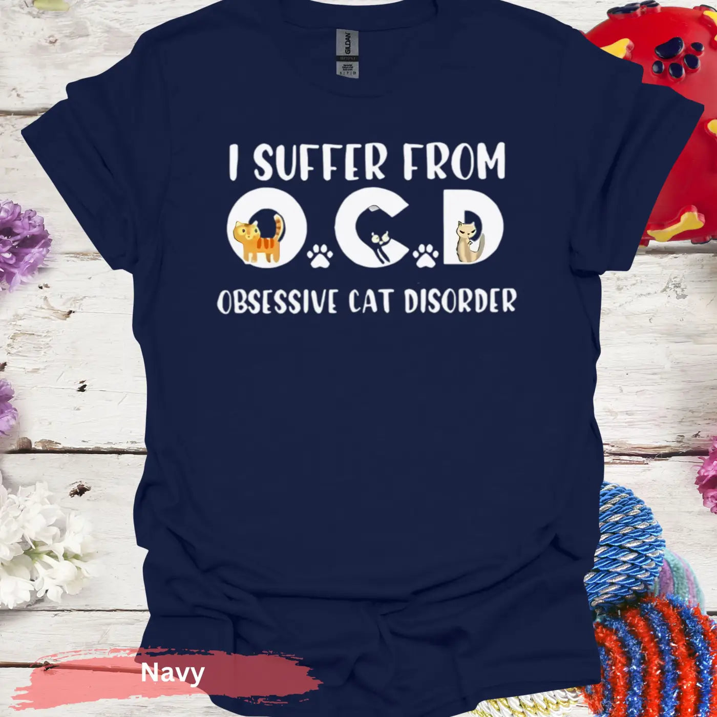 Obsessive Cat Disorder T-Shirt - S / Navy - Physical Item