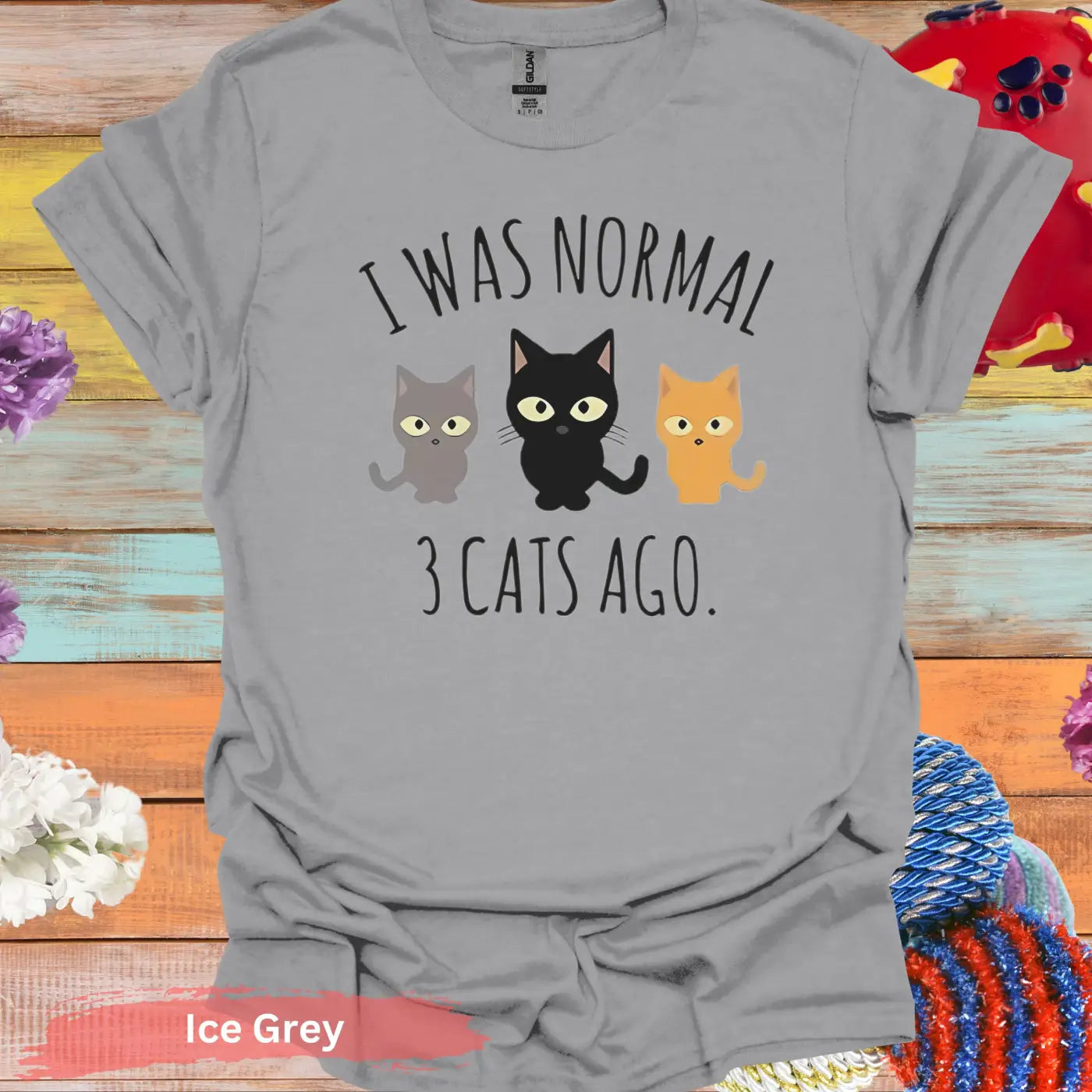 I Was Normal 3 Cats Ago Funny Cat T-shirt - S / Ice Grey - Physical Item