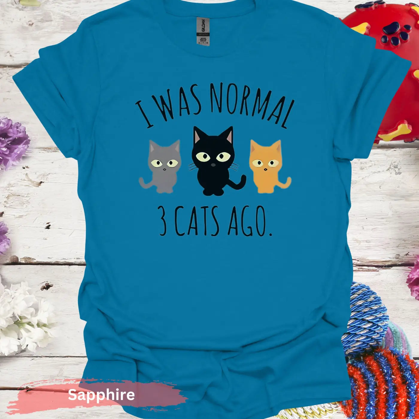 I Was Normal 3 Cats Ago Funny Cat T-shirt - S / Sapphire - Physical Item