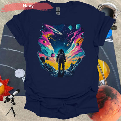 Infinite Realms: A cosmic voyage T-shirt - S / Navy - Physical Item