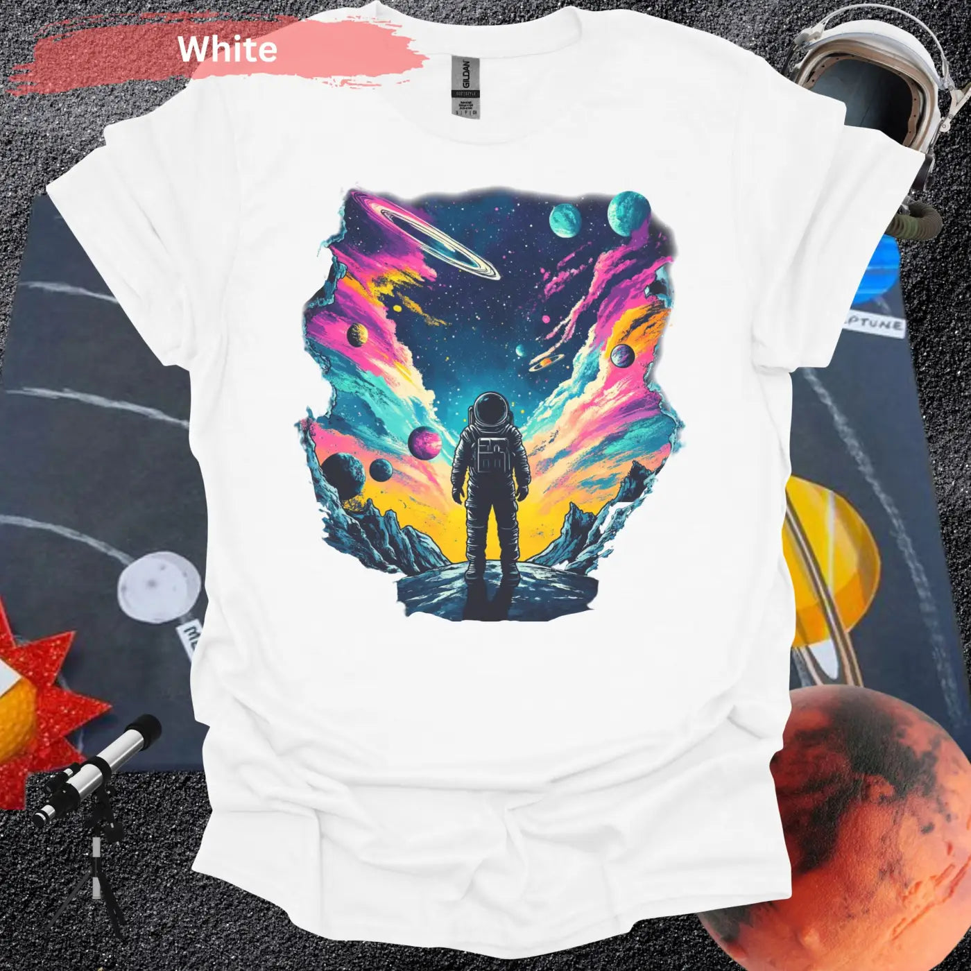 Infinite Realms: A cosmic voyage T-shirt - S / White - Physical Item