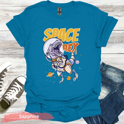 Intergalactic Dinosaur T-Shirt - S / Sapphire - Physical Item