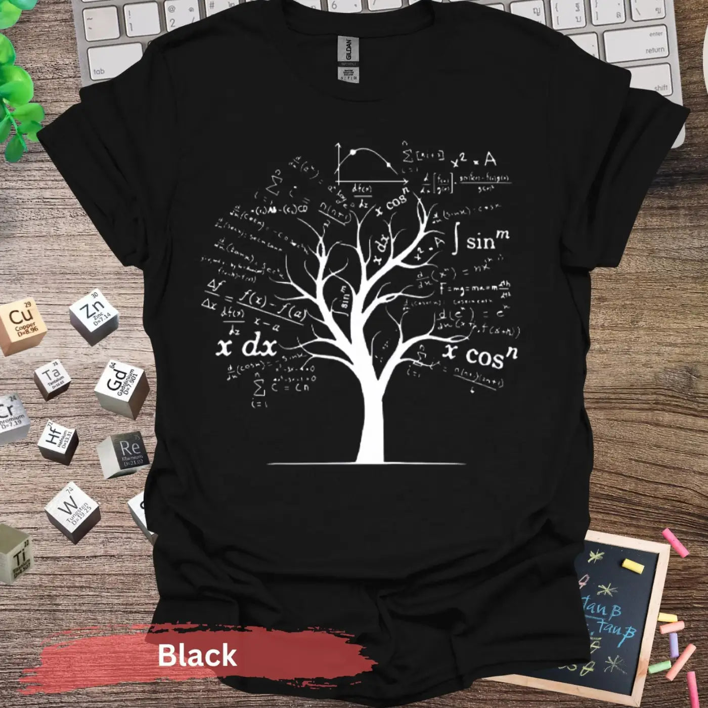 Intricate Mathematical Tree T-Shirt - S / Black - Physical Item