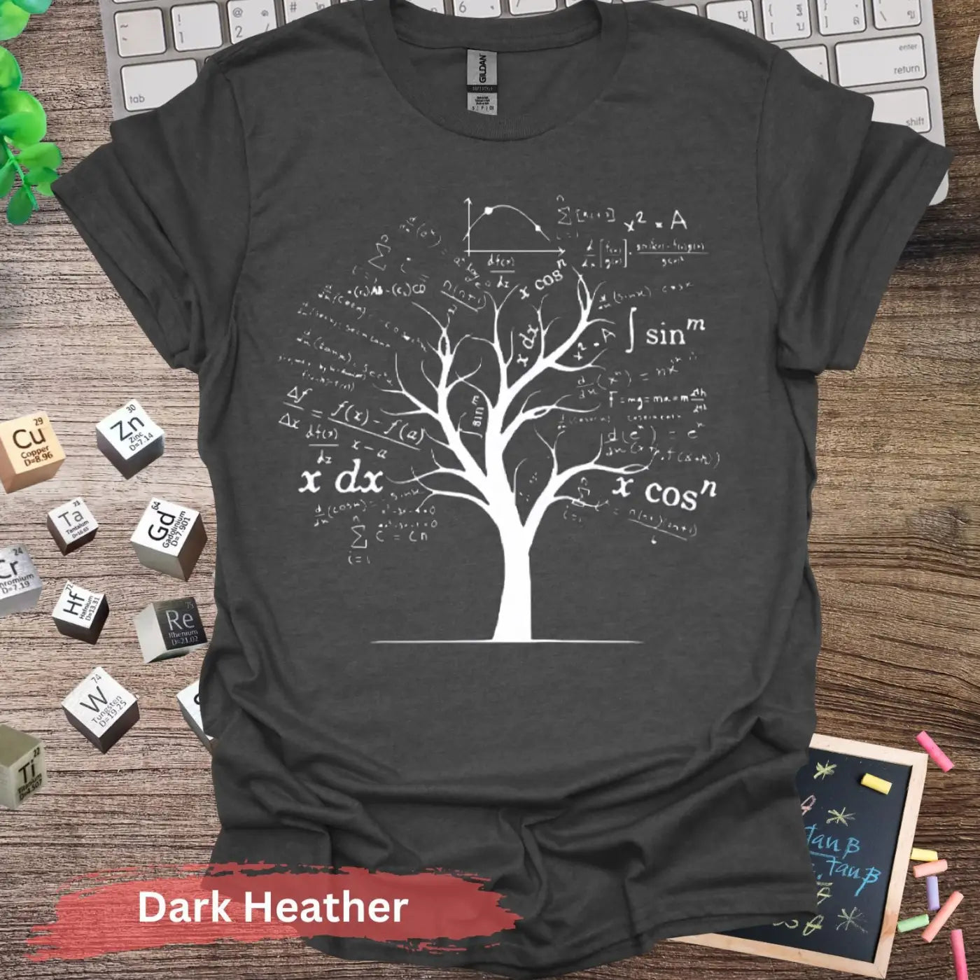 Intricate Mathematical Tree T-Shirt - S / Dark Heather - Physical Item