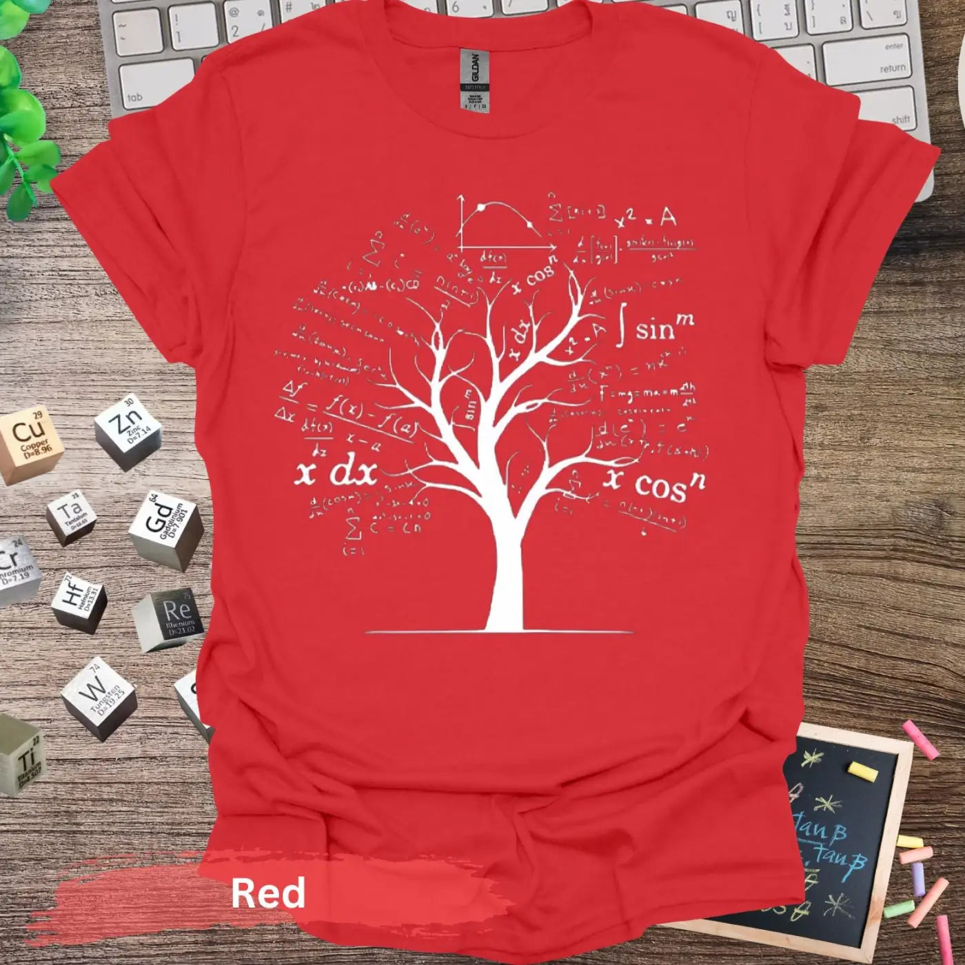 Intricate Mathematical Tree T-Shirt - S / Red - Physical Item