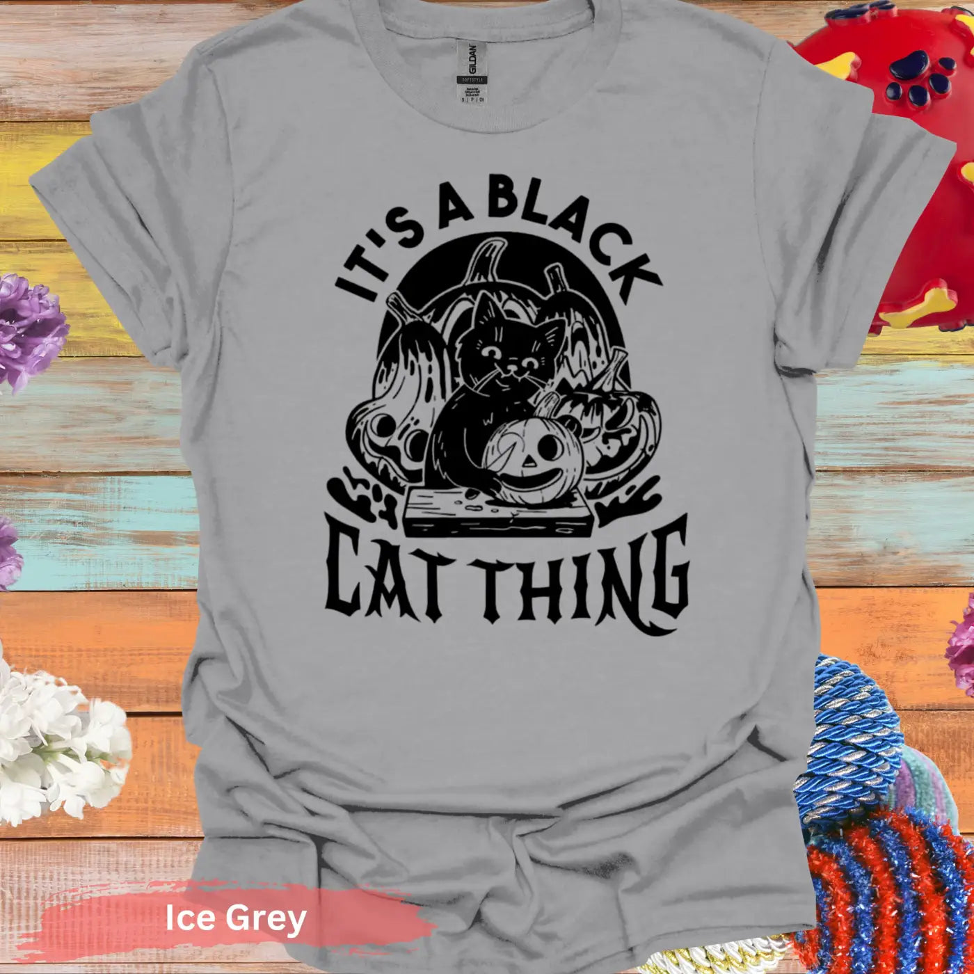 It’s a black cat thing T-shirt - S / Ice Grey - Physical Item