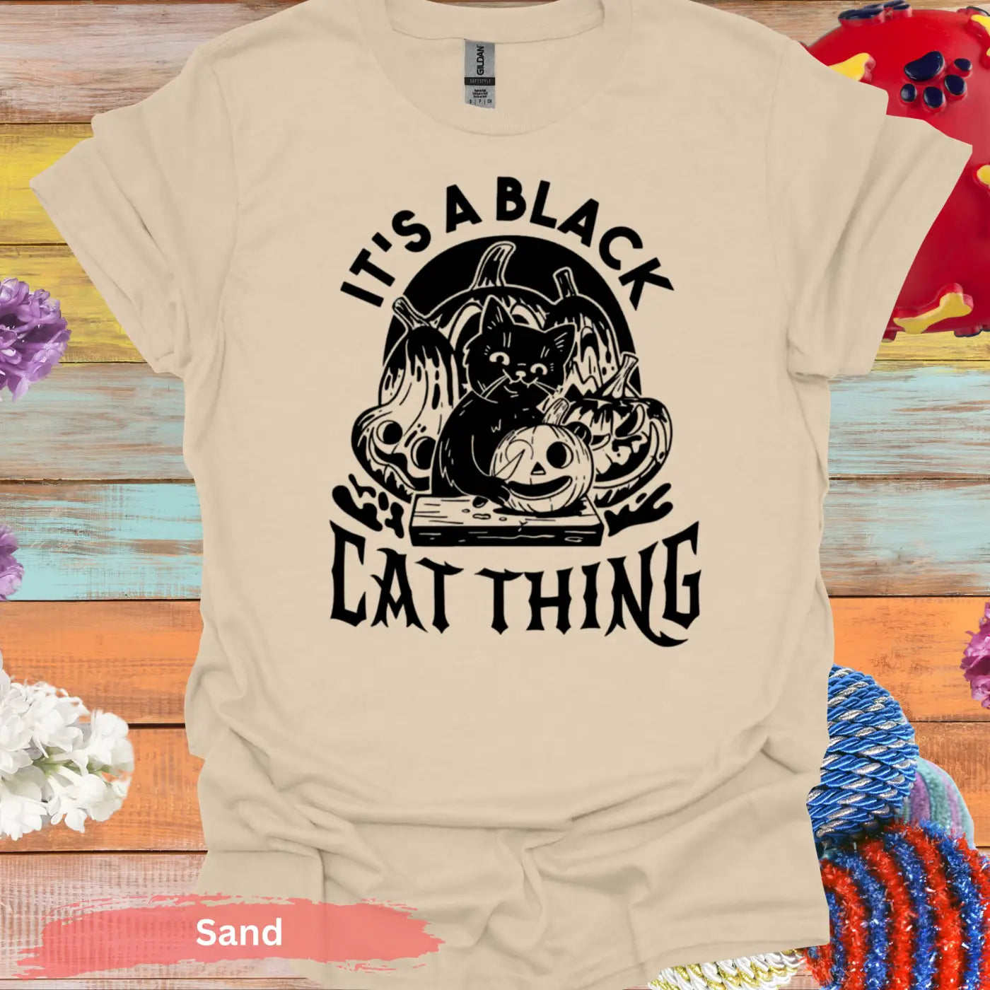 It’s a black cat thing T-shirt - S / Sand - Physical Item