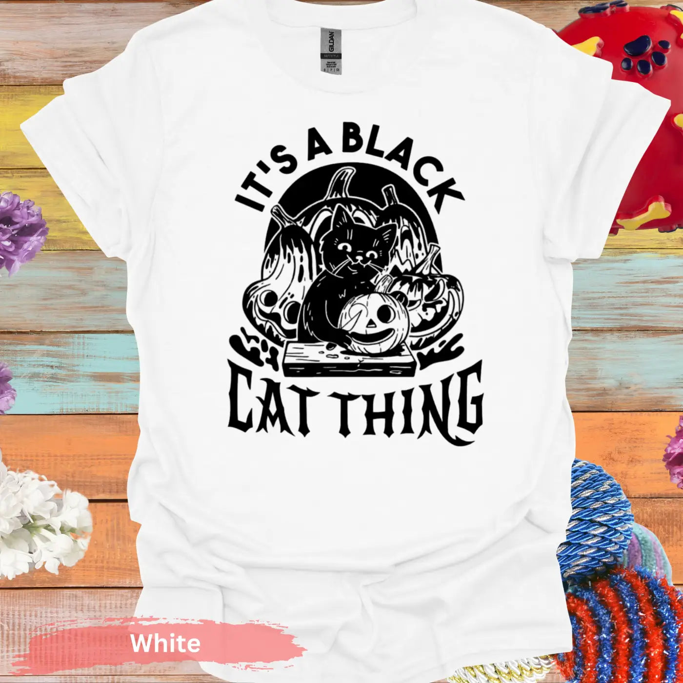 It’s a black cat thing T-shirt - S / White - Physical Item