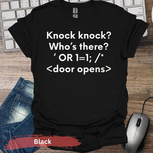 Knock Code T-Shirt - S / Black - Physical Item