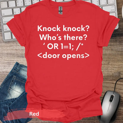 Knock Code T-Shirt - S / Red - Physical Item