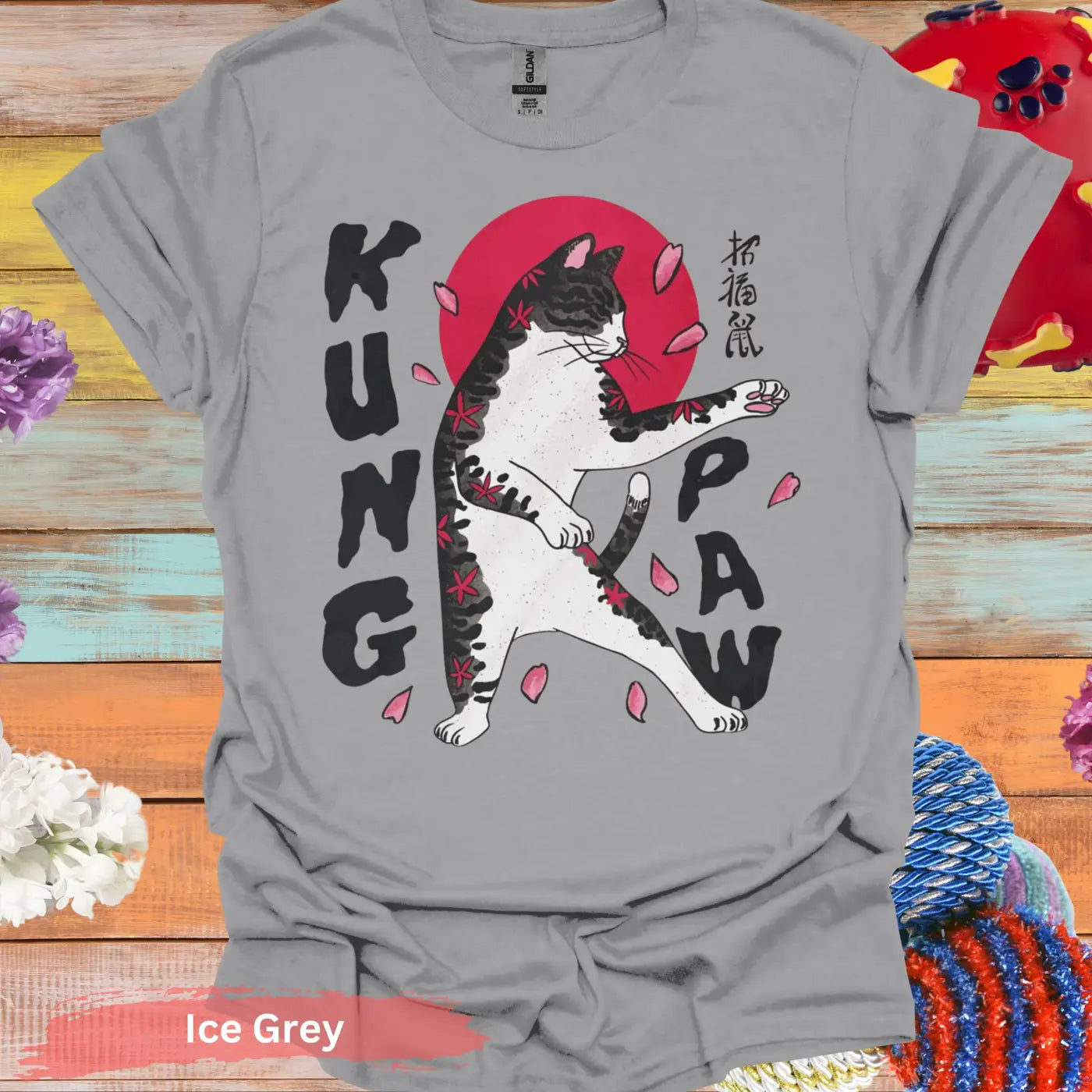 Kung Paw Martial Arts Cat T-shirt - S / Ice Grey - Physical Item