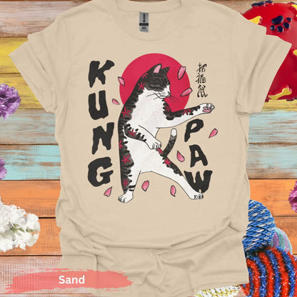 Kung Paw Martial Arts Cat T-shirt - S / Sand - Physical Item